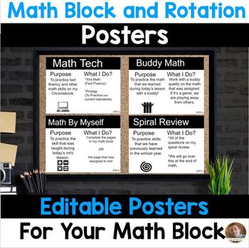 Preview of Math Block and Math Rotations Poster- Google Slides Editable File