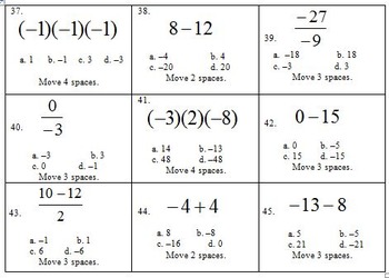 Math Board Game - Integers - Grades 6 - 9 By Hilda Ratliff | Tpt