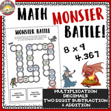 Printable Math Board Games Monster Battle! Multiplication,