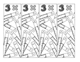 Three Tables Math Bookmarks Multiplication Coloring Pages 