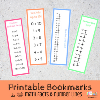 Preview of Math Bookmarks | Number Line & Addition Facts | Math Practice Tools and Guides