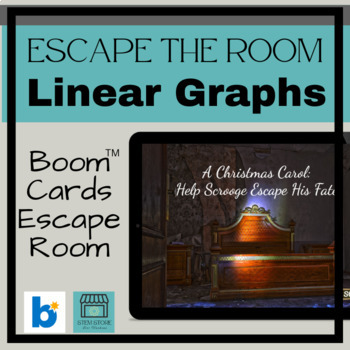 Preview of Math Boom Card Escape the Room: Linear Equations-A Christmas Carol (theme)