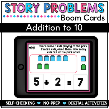 Preview of Math Boom Cards Addition Word Problems