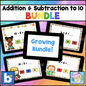 Preview of Math Boom Cards™ Addition and Subtraction within 10 GROWING BUNDLE