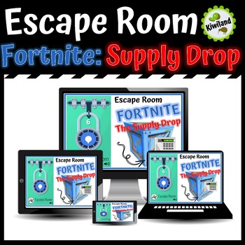 Preview of Math Boom Cards Digital Escape Room | Fortnite Supply Drop | Distance Learning
