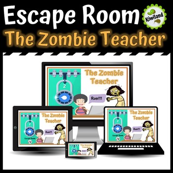 Preview of Math Boom Cards Digital Escape Room | The Zombie Teacher | Math Mystery