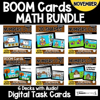 Preview of Math Boom Cards November Fall BUNDLE | Digital Task Cards | Distance Learning