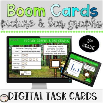 Preview of Math Boom Cards Picture Graphs and Bar Graphs Third Grade Distance Learning