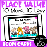 Math Boom Cards: Place Value 10 More 10 Less, 1 More 1 Les