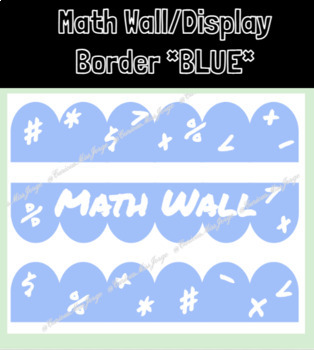 Preview of Math Border for Bulletin Boards/Displays/Walls *Scalloped Edge BLUE*