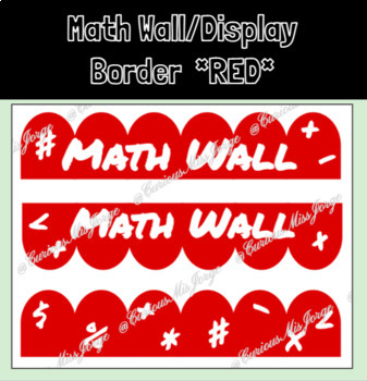 Preview of Math Border for Bulletin Boards/Displays/Walls *Scalloped Edge RED*