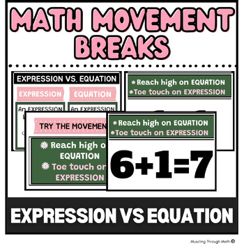 Preview of Math Brain Break: Equations vs. Expressions Exercise, Google Form + PDF Quiz