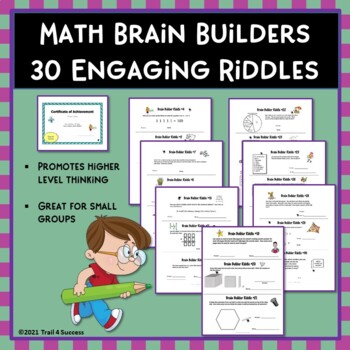 Preview of Math Brain Teasers 30 Mini Test Prep Worksheets Promotes Higher Level Thinking