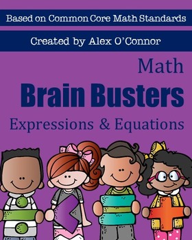 Preview of 6th Grade Math Brain Teasers Activity | Expressions and Solving Equations