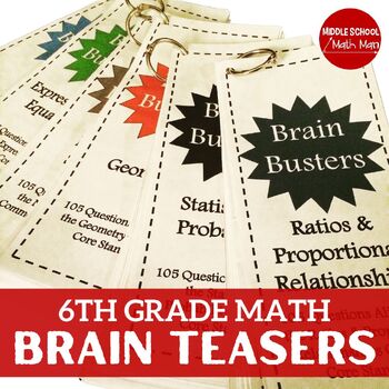 Preview of 6th Grade Math Brain Teasers Bundle | Math Activities for Middle School