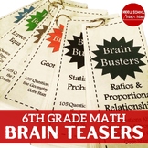6th Grade Math Brain Teasers Bundle | Math Activities for 