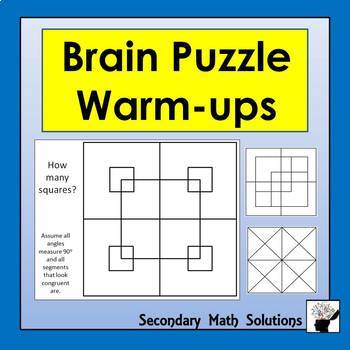 Preview of Math Brain Puzzles (Warm-ups)