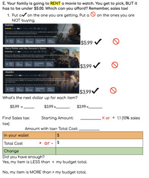 Preview of Math Budgeting  - Two levels