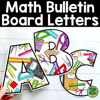 Preview of Bulletin Board Letters for Math Classroom with Bright Rainbow School Supplies