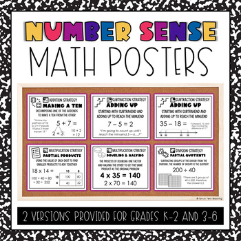 Preview of Math Bulletin Board Posters for Number Talks Mental Math Strategies