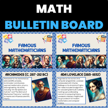 Preview of Math Bulletin Board for Famous Mathematicians | Mathematicians Bulletin Board