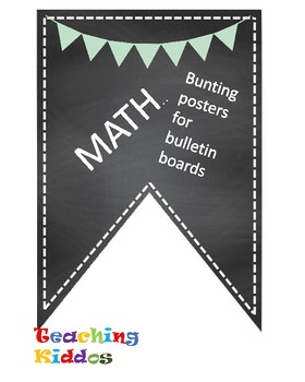 Preview of Math Bulletin Board teal light green pennant pineapple chalkboard