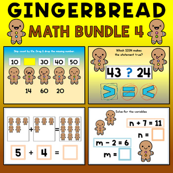 Preview of Math Bundle 4 Boom Cards - Gingerbread Expressions