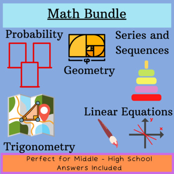 Preview of Math Bundle - trigonometry, series, probability, geometry, linear equations.