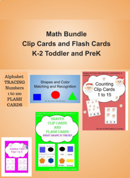 Preview of Math Bundle, Clip Cards Flash cards interactive busy work Montessori printable