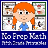 Math Bundle NO PREP Fifth Grade THE WHOLE YEAR Math Facts 