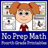 Math Bundle NO PREP Fourth Grade THE WHOLE YEAR Math Facts