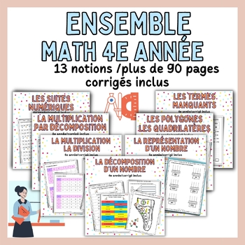 Preview of Math Bundle Worksheets 4th grade - Ensemble de mathématique 4e année
