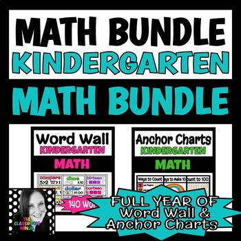 Preview of Math Bundle for Kindergarten Word Wall and Anchor Charts for ENTIRE YEAR