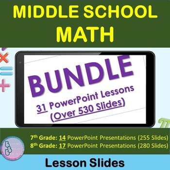 Preview of Middle School Math Bundle | PowerPoint Lesson Slides | Fractions, Multiplication