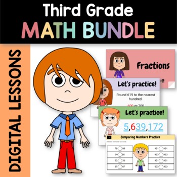 Preview of Math Bundle for Third Grade | Google Slides | 30% off | Math Skills Review