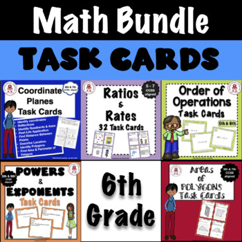 Preview of 6th Grade Math Bundled Task Cards