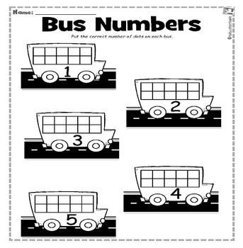 Bus Numbers to 5 Write & Wipe by Toby's Textbook | TPT