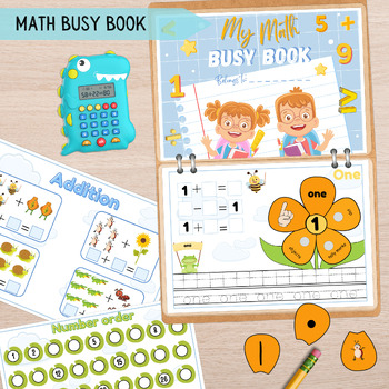 Preview of Math Busy Book Kids, Counting Practice, Math Activities, Toddler Early Math