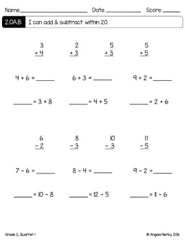 SECOND GRADE Math Summative Assessments - Operations & Algebraic Thinking