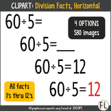 Math CLIPART:  DIVISION Facts, 1s through 12s, Horizontal 