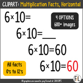 Math CLIPART:  MULTIPLICATION Facts, 0s through 12s, Horiz