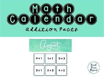 Preview of Math Calendar Addition and Subtraction