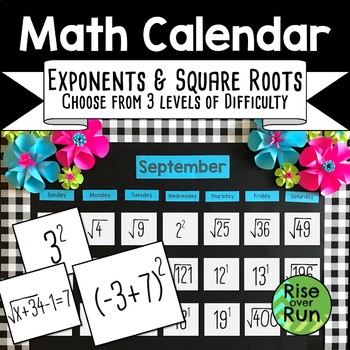 Preview of Math Calendar Bulletin Board with Exponents and Square Roots