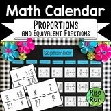 Math Calendar with Proportions and Equivalent Fractions