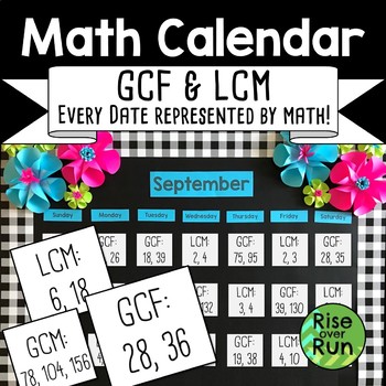 Preview of Math Calendar Classroom Decor, GCF and LCM