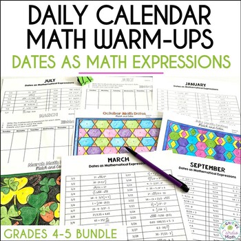 Preview of Calendar Worksheets & Numbers w/ Math Dates, Math Coloring Sheets 4th 5th Grades