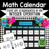 Operations with Integers Math Calendar
