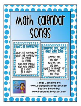 Preview of Math Calendar Songs FREEBIE