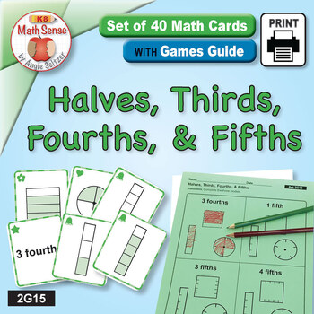 Preview of Halves, Thirds, Fourths, and Fifths: Fraction Sense Card Games & Activities 2G15