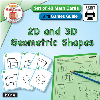 Preview of 2D and 3D Geometric Shapes: Geometry Card Games & Matching Activities KG14